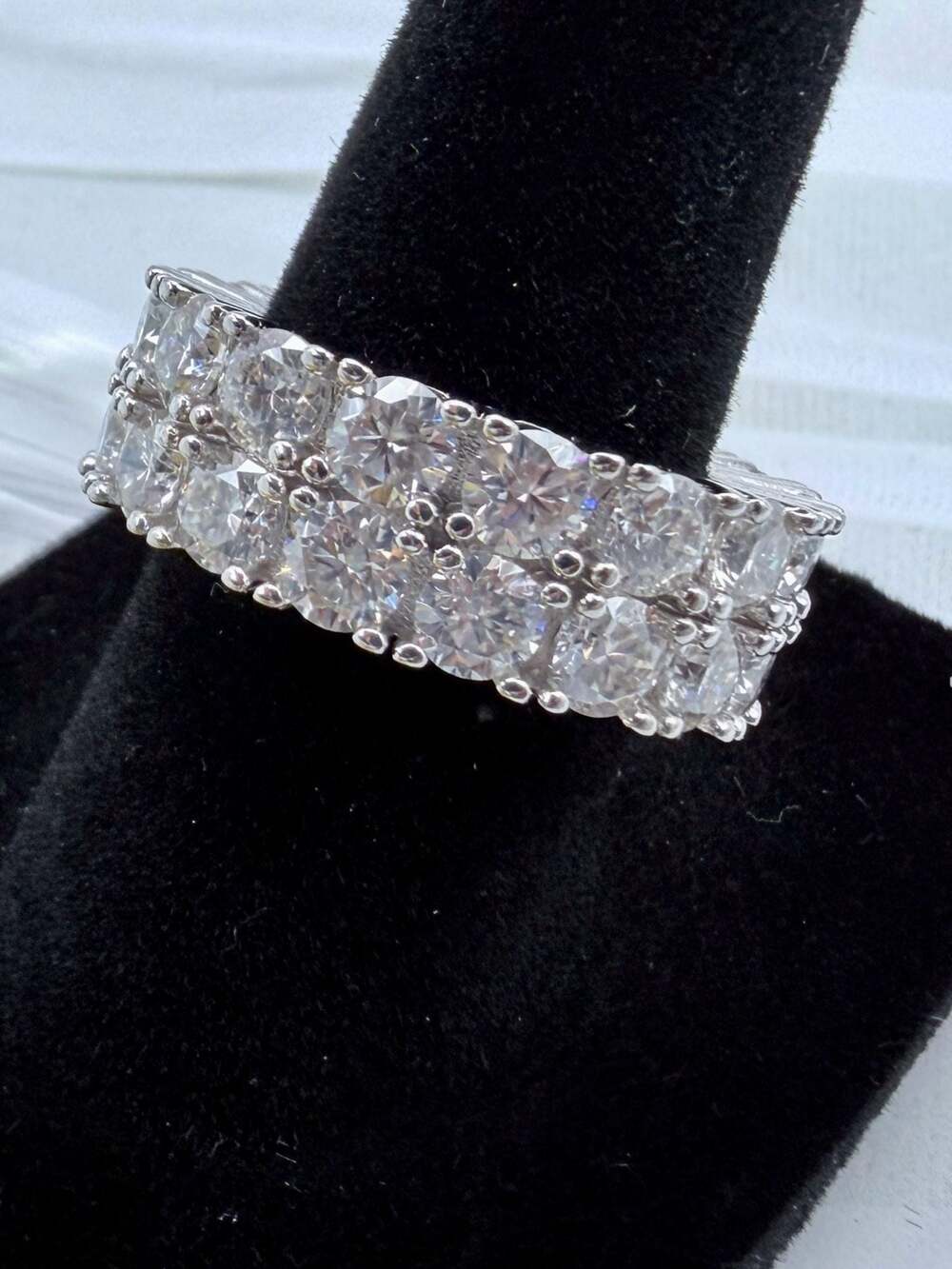 10.2ct Moissanite Double Row Eternity Band Ring Size 7 GRA Certified Stunning Br